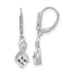 Sterling Silver Rhodium-plated White Topaz and Diamond Earrings - 3