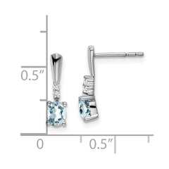 14k White Gold Oval Aquamarine and Diamond Dangle Earrings