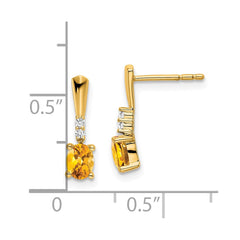 14K Oval Citrine and Diamond Dangle Earrings