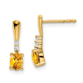 14K Oval Citrine and Diamond Dangle Earrings