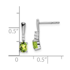 14k White Gold Oval Peridot and Diamond Dangle Earrings