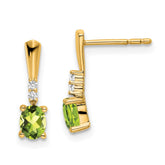 14K Oval Peridot and Diamond Dangle Earrings