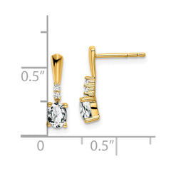 14K Oval White Topaz and Diamond Dangle Earrings