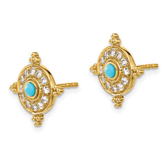 14k Turquoise and White Topaz Earrings