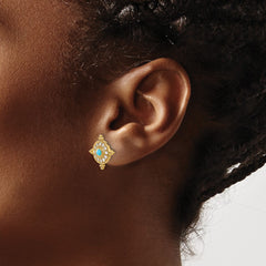 14k Turquoise and White Topaz Earrings