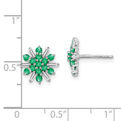 14k White Gold Emerald and Diamond Earrings