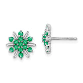 14k White Gold Emerald and Diamond Earrings
