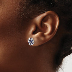 14k White Gold Sapphire and Diamond Earrings