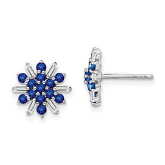 14k White Gold Sapphire and Diamond Earrings