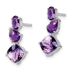 14k White Gold Amethyst Dangle Earrings