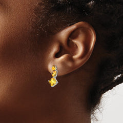 14k White Gold Citrine Dangle Earrings
