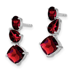 14k White Gold Garnet Dangle Earrings