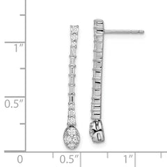 14k White Gold Polished Diamond Drop Post Earrings