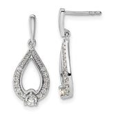 14k White Gold Diamond Post Dangle Earrings - 2