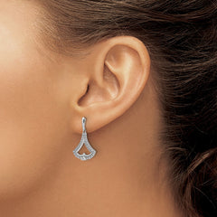 14k White Gold Diamond Post Dangle Earrings