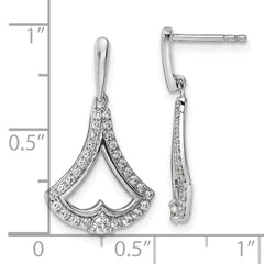 14k White Gold Diamond Post Dangle Earrings