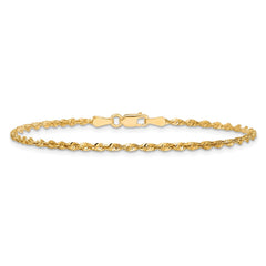 14K 9 inch 2mm Ultra Diamond-cut Rope with Lobster Clasp Anklet