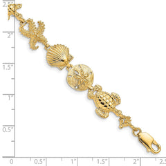 14k Polished Sea Life Theme 7.25 inch Bracelet