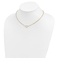 14K Double Strand Heart Pendant 16 inch Necklace Plus 2 inch Extender