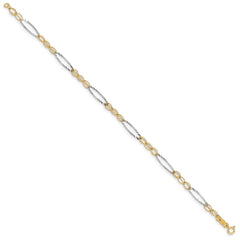 14k Two-tone Polished Oval Design 7.25 inch Bracelet