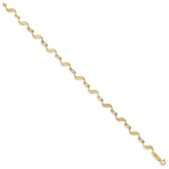 14k Diamond-cut Wavy Link 7.5 inch Bracelet
