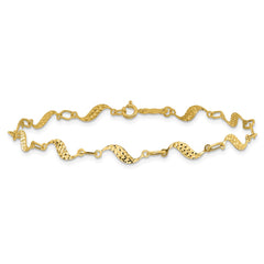 14k Diamond-cut Wavy Link 7.5 inch Bracelet
