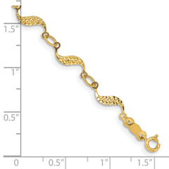 14k Diamond-cut Wavy Link 7.5 inch Bracelet