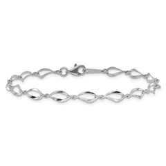 14k White Gold Polished Fancy Twisted Link 7.25 inch Bracelet