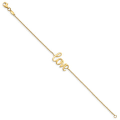 14K Polished LOVE Script 7 inch Bracelet