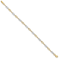 14k Two-tone Polished Infinity Symbol and Oval Link 7.5 inch Bracelet