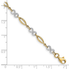 14k Two-tone Polished Infinity Symbol and Oval Link 7.5 inch Bracelet