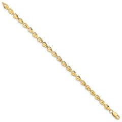 14k Polished 4.75mm Diamond-cut Leaf 7 inch Bracelet