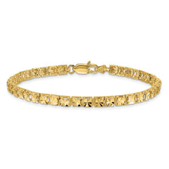 14K Polished 4mm Diamond-Cut Squares 7.25 inch Bracelet
