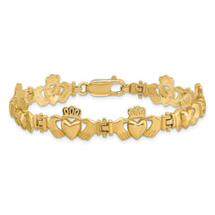 14k Polished Claddagh Link 7 inch Bracelet