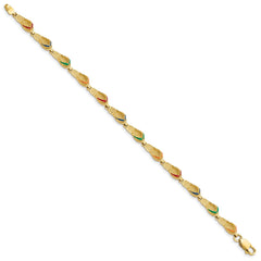 14k Red/Blue/Green/Orange Enameled Flip Flop 7.25 inch Bracelet