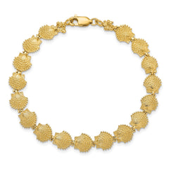 14k Scallop Shell 7 inch Bracelet