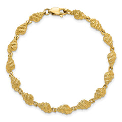 14k Textured Conch Shell 7 inch Bracelet
