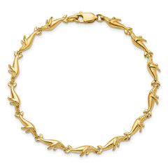 14k Polished Whale 7.5 inch Bracelet