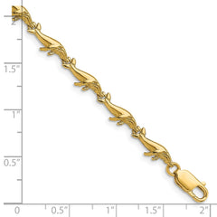 14k Polished Whale 7.5 inch Bracelet