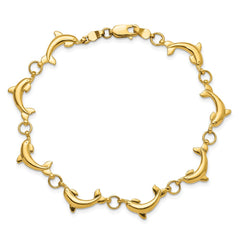 14k Polished Dolphin Link 7.5 inch Bracelet