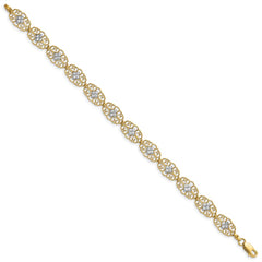 14k and White Rhodium Diamond-Cut Fancy Filigree 7.25 inch Bracelet