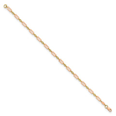 14k Two-tone Polished Fancy Rectangle Link 7.5 inch Bracelet