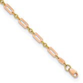 14k Two-tone Polished Fancy Rectangle Link 7.5 inch Bracelet