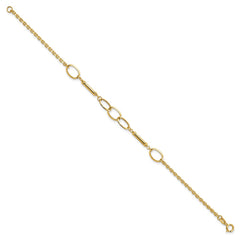 14K Polished Bars and Oval Links 7.5 inch Bracelet