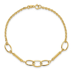 14K Polished Bars and Oval Links 7.5 inch Bracelet