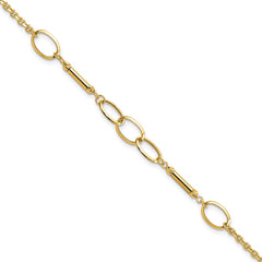 14K Polished Bars and Oval Links 7.5 inch Bracelet