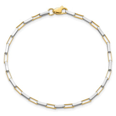 14k Two-tone Polished Fancy Box Links 7.5 inch Bracelet