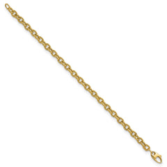 14k Polished and Textured Cable Link 7.5 inch Bracelet