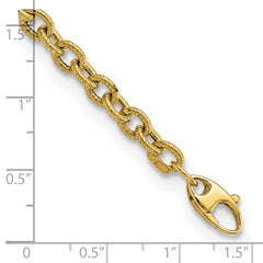 14k Polished and Textured Cable Link 7.5 inch Bracelet