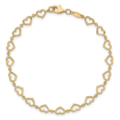 14K Polished Open Heart Link 7.5 inch Bracelet